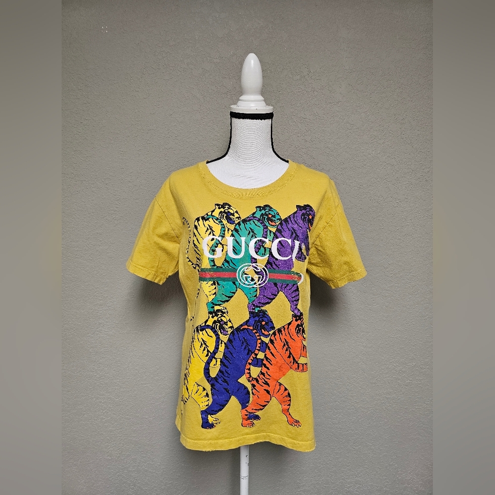 Gucci X Dover Street Collection Dancing Tiger Distressed Cotton Tshirt